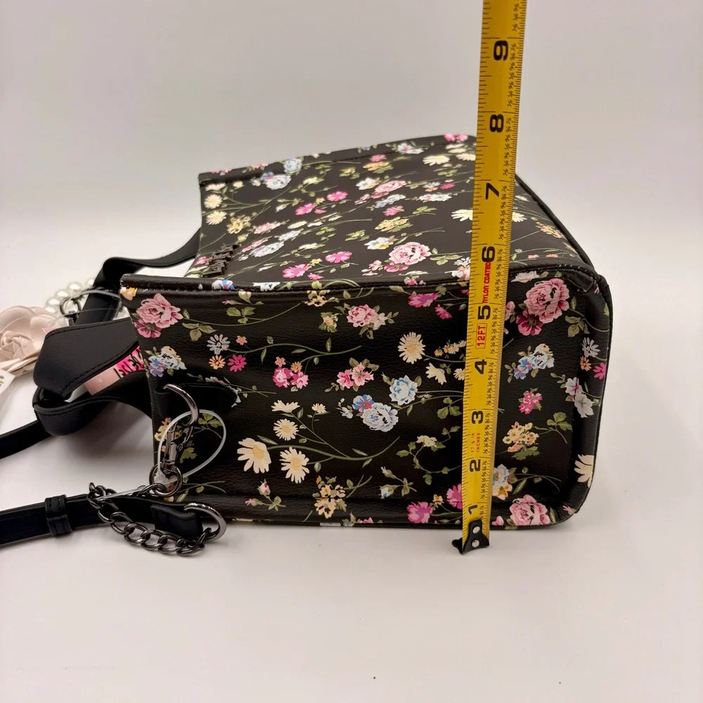 Luv Betsey by Betsey Johnson LBZION Black Floral‎ Satchel Crossbody Bag  NEW